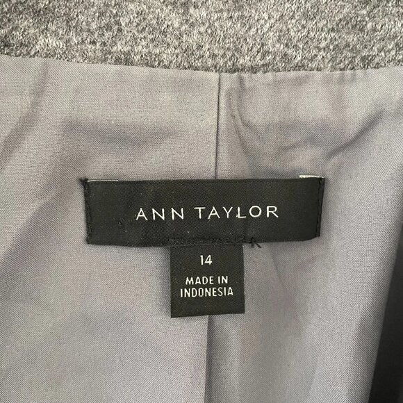Ann Taylor Womens Gray Single Breasted Melange Wool Blend Hutton Blazer Size 14 - Picture 3 of 10